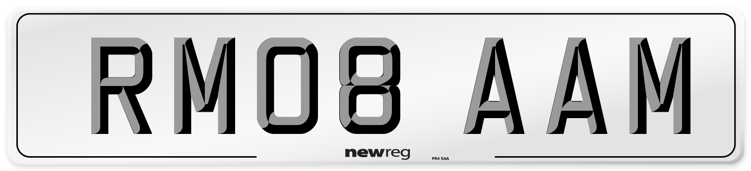 RM08 AAM Number Plate from New Reg
